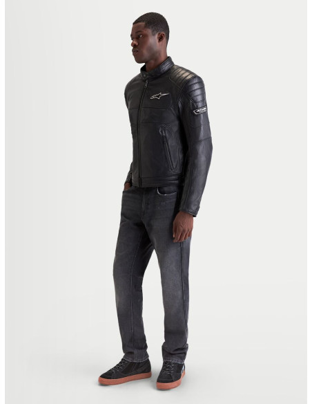 Blouson moto cuir Alpinestars Revern - Noir