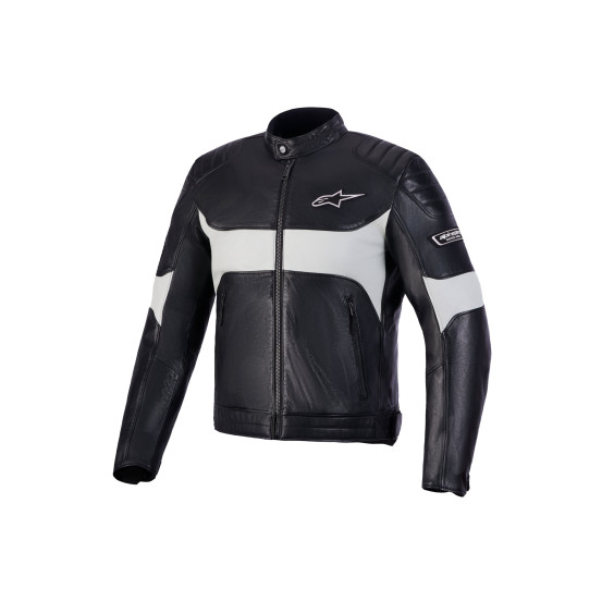 Blouson moto cuir Alpinestars Revern - Noir Gris métal