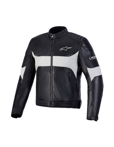 Blouson moto cuir Alpinestars Revern - Noir Gris métal