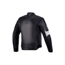 Blouson moto cuir Alpinestars Revern - Noir Gris métal 2