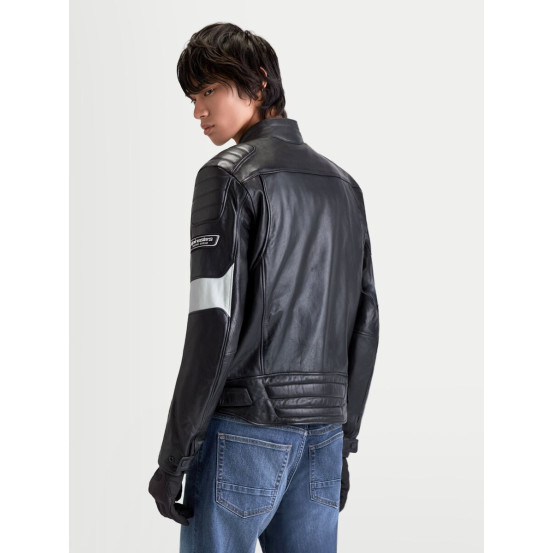 Blouson moto cuir Alpinestars Revern - Noir Gris métal