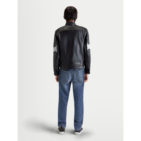 Blouson moto cuir Alpinestars Revern - Noir Gris métal