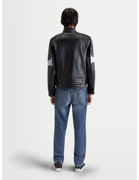 Blouson moto cuir Alpinestars Revern - Noir Gris métal
