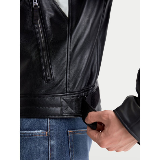 Blouson moto cuir Alpinestars Revern - Noir Gris métal