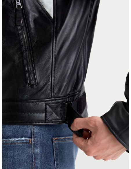 Blouson moto cuir Alpinestars Revern - Noir Gris métal