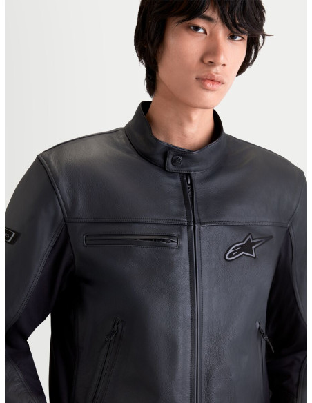 Blouson moto cuir Alpinestars Maver-X - Noir
