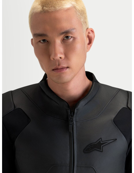 Blouson moto cuir Alpinestars Caliber V2 - Noir