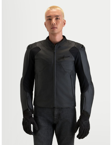 Blouson moto cuir Alpinestars Caliber V2 - Noir