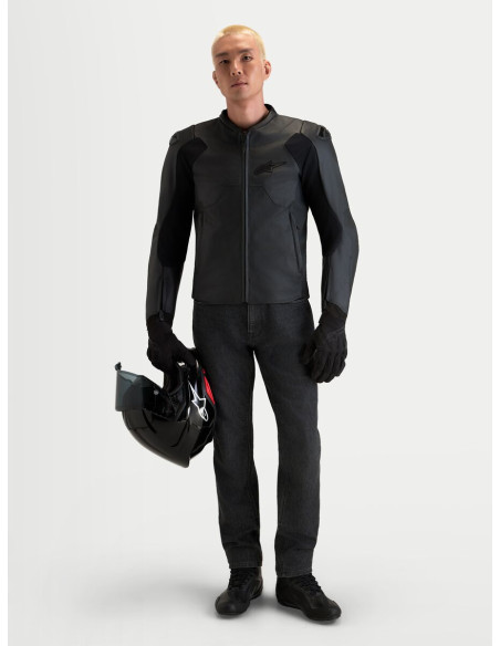 Blouson moto cuir Alpinestars Caliber V2 - Noir
