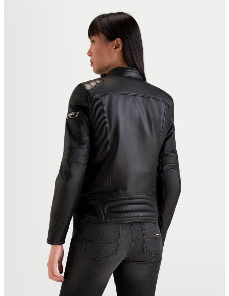 Blouson moto cuir femme Alpinestars Revea - Noir