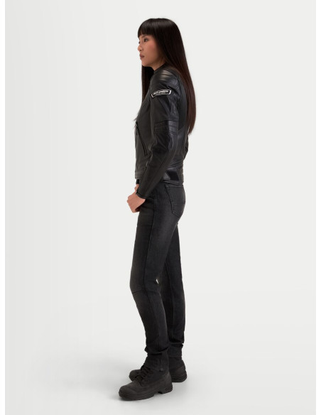 Blouson moto cuir femme Alpinestars Revea - Noir