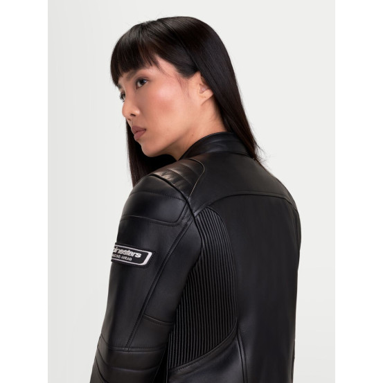 Blouson moto cuir femme Alpinestars Revea - Noir