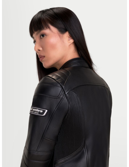 Blouson moto cuir femme Alpinestars Revea - Noir