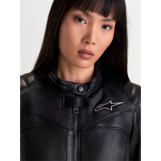 Blouson moto cuir femme Alpinestars Revea - Noir