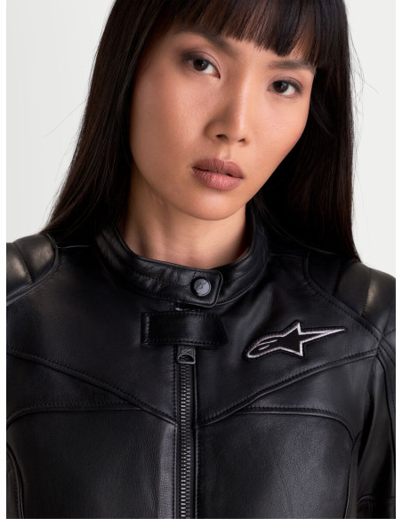 Blouson moto cuir femme Alpinestars Revea - Noir
