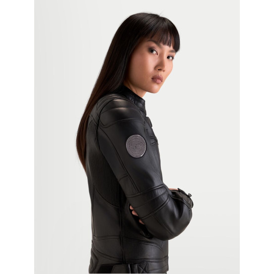 Blouson moto cuir femme Alpinestars Revea - Noir