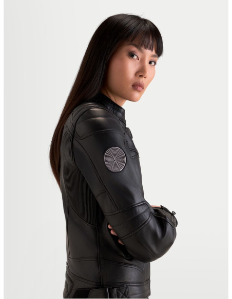 Blouson moto cuir femme Alpinestars Revea - Noir