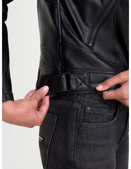 Blouson moto cuir femme Alpinestars Revea - Noir