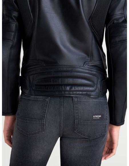 Blouson moto cuir femme Alpinestars Revea - Noir