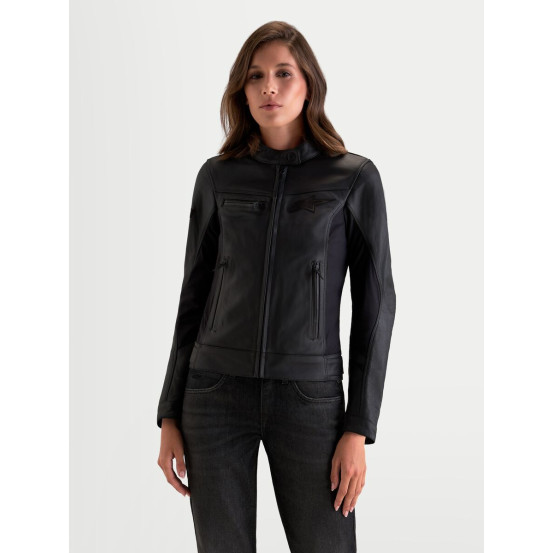 Blouson moto cuir femme Alpinestars Stella Maver-X - Noir