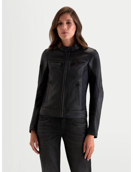 Blouson moto cuir femme Alpinestars Stella Maver-X - Noir