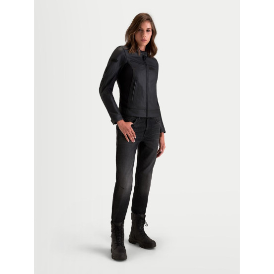 Blouson moto cuir femme Alpinestars Stella Maver-X - Noir
