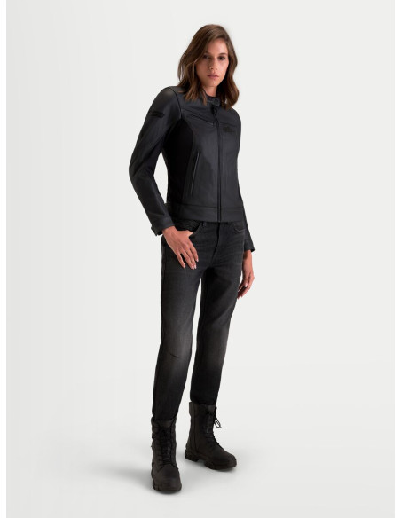 Blouson moto cuir femme Alpinestars Stella Maver-X - Noir