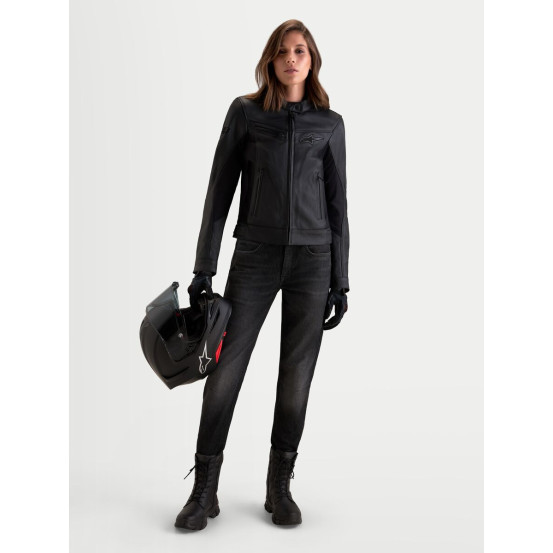 Blouson moto cuir femme Alpinestars Stella Maver-X - Noir