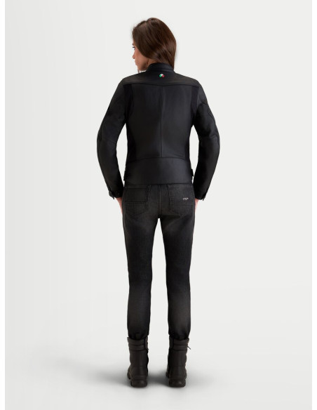 Blouson moto cuir femme Alpinestars Stella Maver-X - Noir