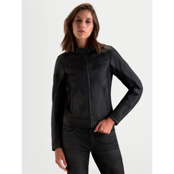 Blouson moto cuir femme Alpinestars Stella Maver-X - Noir