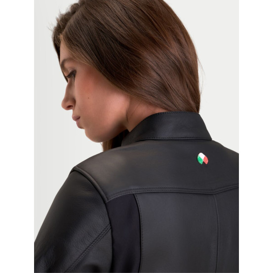 Blouson moto cuir femme Alpinestars Stella Maver-X - Noir