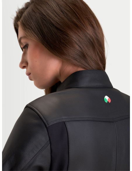 Blouson moto cuir femme Alpinestars Stella Maver-X - Noir