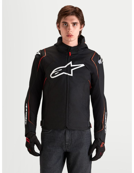 Veste moto Alpinestars Zaca V2 Waterproof - Noir Rouge fluo
