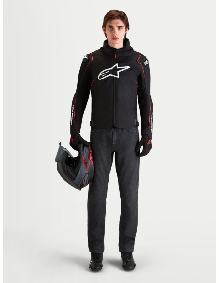 Veste moto Alpinestars Zaca V2 Waterproof - Noir Rouge fluo