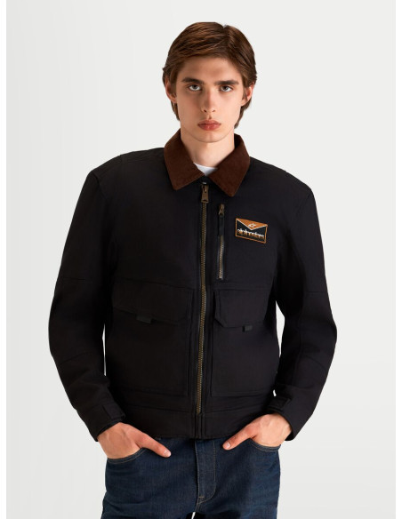 Veste moto Alpinestars Mustang Waterproof - Gris anthracite Marron foncé