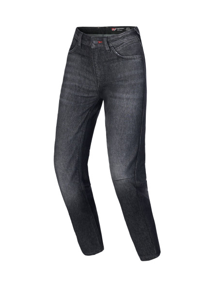 Jean moto femme Alpinestars Stella Flex AST-7 coupe courte - Noir délavé
