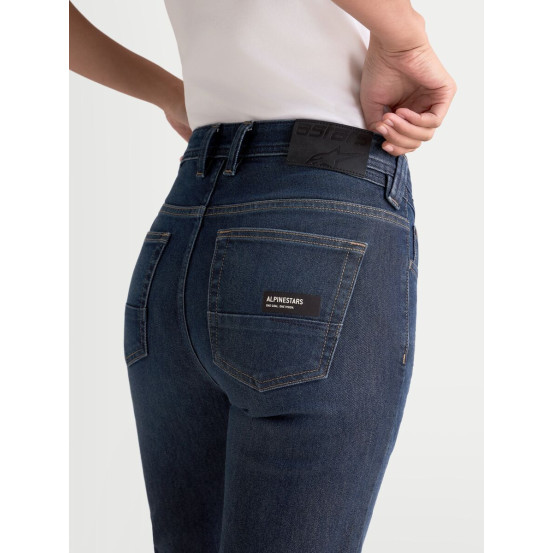 Jean moto femme Alpinestars Stella Flex AST-7 coupe courte - Bleu foncé
