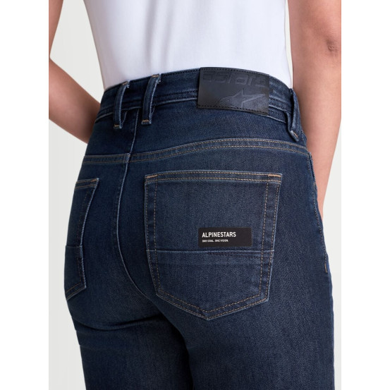 Jean moto femme Alpinestars Stella Flex AST-7 coupe courte - Bleu foncé