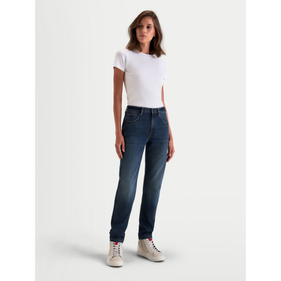 Jean moto femme Alpinestars Stella Flex AST-5 coupe courte - Bleu indigo délavé