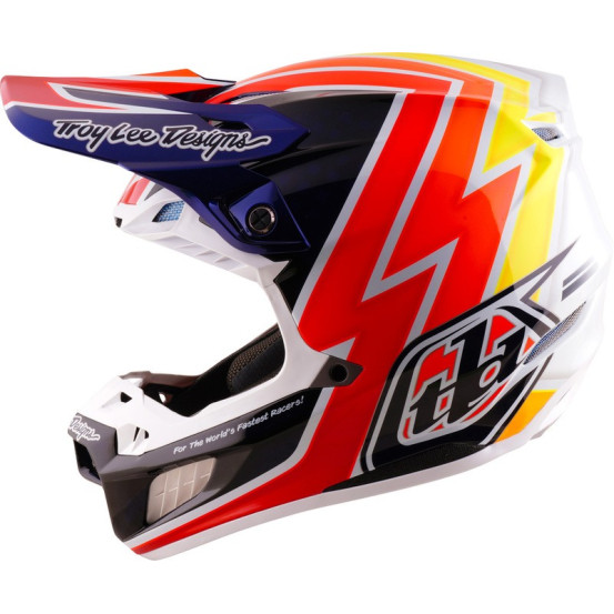 Casque cross Troy Lee Designs 2027 SE5 Carbon Boltz - Bleu marine Blanc