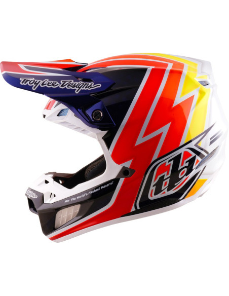 Casque cross Troy Lee Designs 2027 SE5 Carbon Boltz - Bleu marine Blanc