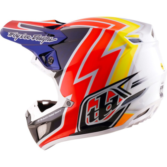 Casque cross Troy Lee Designs 2027 SE5 Carbon Boltz - Bleu marine Blanc