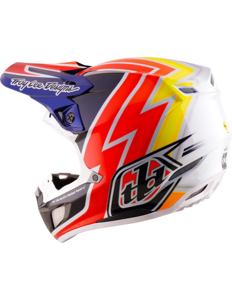 Casque cross Troy Lee Designs 2027 SE5 Carbon Boltz - Bleu marine Blanc