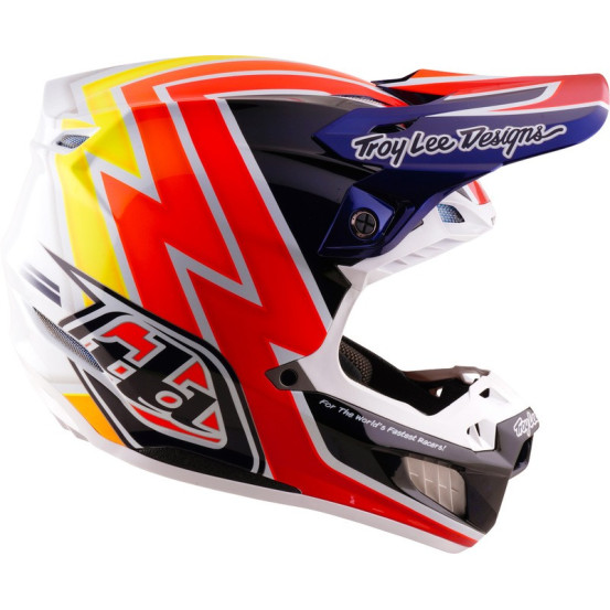 Casque cross Troy Lee Designs 2027 SE5 Carbon Boltz - Bleu marine Blanc