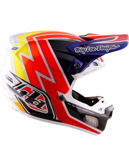 Casque cross Troy Lee Designs 2027 SE5 Carbon Boltz - Bleu marine Blanc
