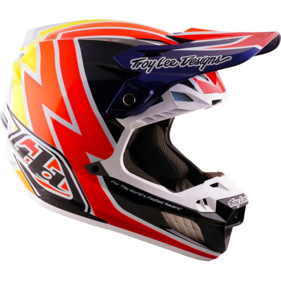 Casque cross Troy Lee Designs 2027 SE5 Carbon Boltz - Bleu marine Blanc