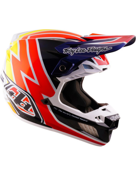 Casque cross Troy Lee Designs 2027 SE5 Carbon Boltz - Bleu marine Blanc