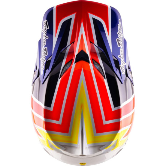 Casque cross Troy Lee Designs 2027 SE5 Carbon Boltz - Bleu marine Blanc