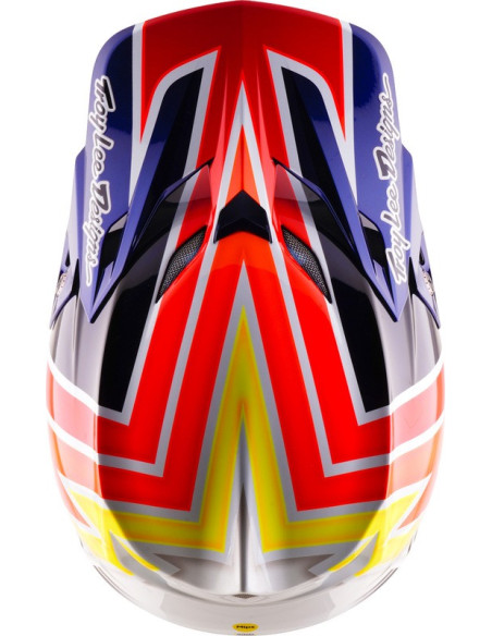 Casque cross Troy Lee Designs 2027 SE5 Carbon Boltz - Bleu marine Blanc
