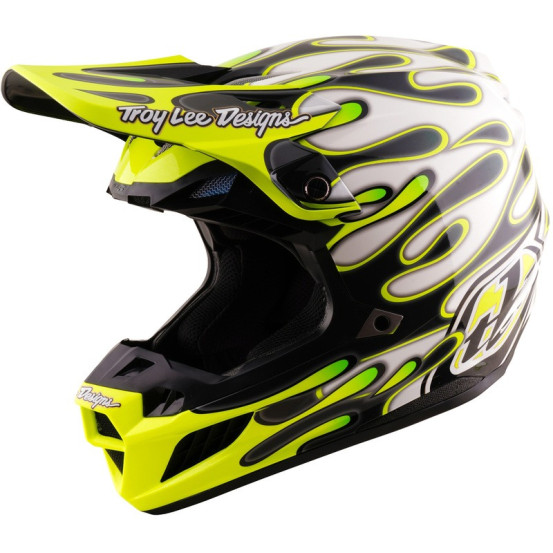 Casque cross Troy Lee Designs 2027 SE5 Composite Overspray - Anthracite Jaune fluo